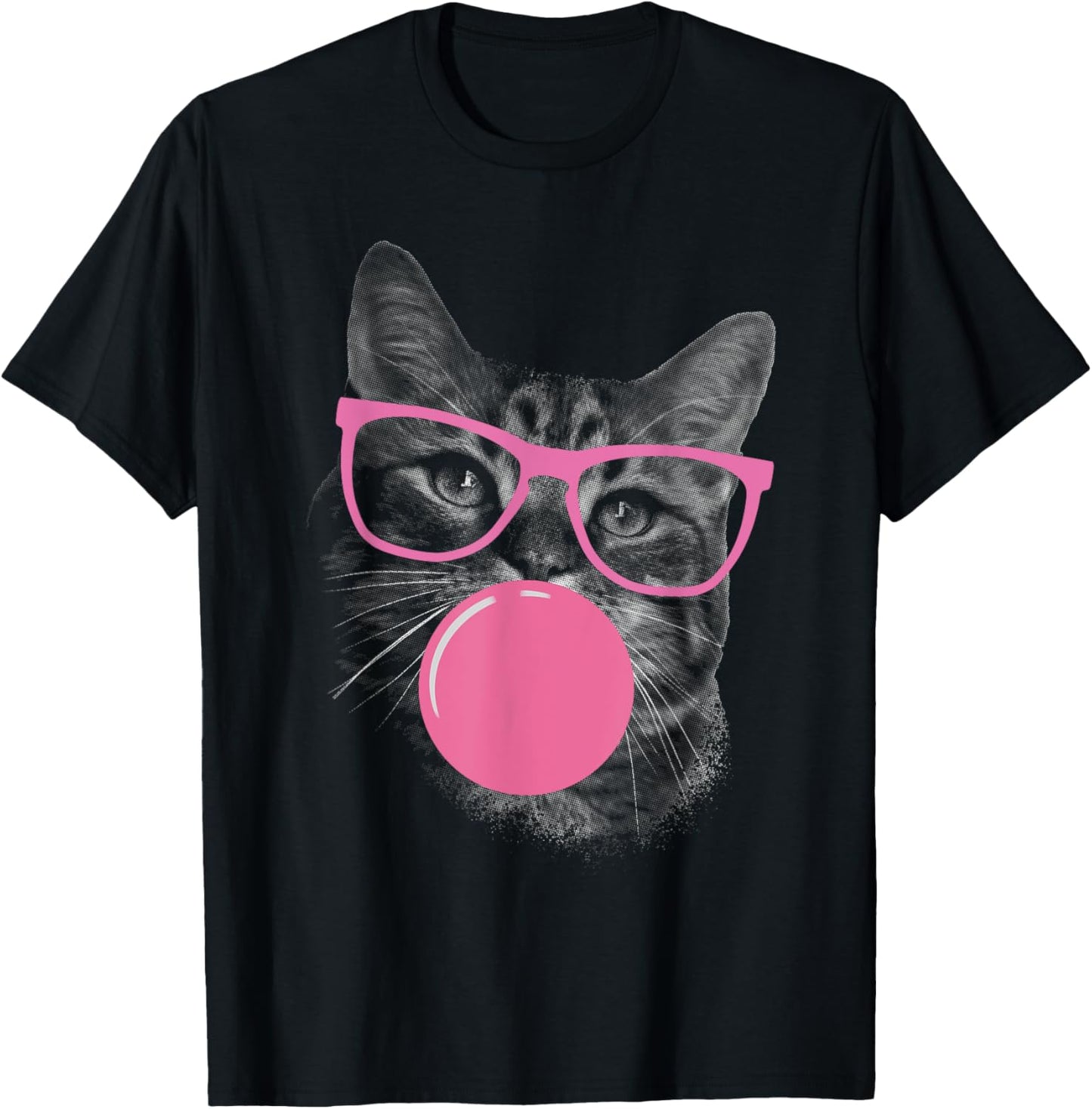 Cute Cat Face Eating Gum And Makes A Bubble Funny Cat Women T-Shirt