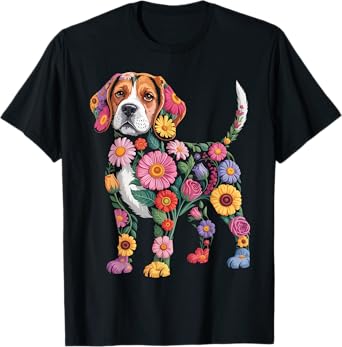 Beagle Dog Flower Funny Dog Lover T-Shirt