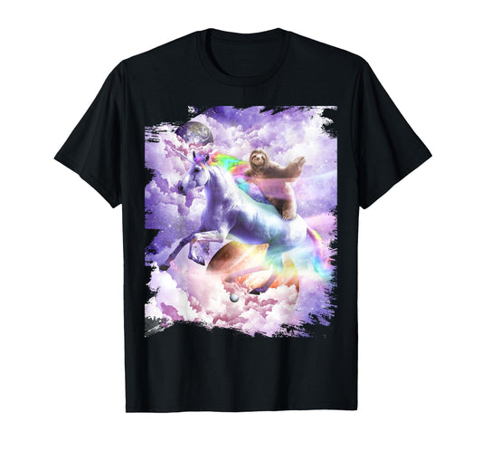 Space Sloth Riding On Unicorn T-Shirt