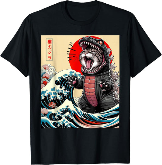 Catzilla Cat Japanese Art Funny Cat For Men Women Kid T-Shirt