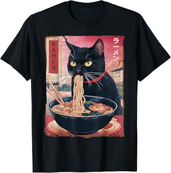 Cat Ramen Noodle Japanese Anime Kawaii Gifts Men Women Kids T-Shirt