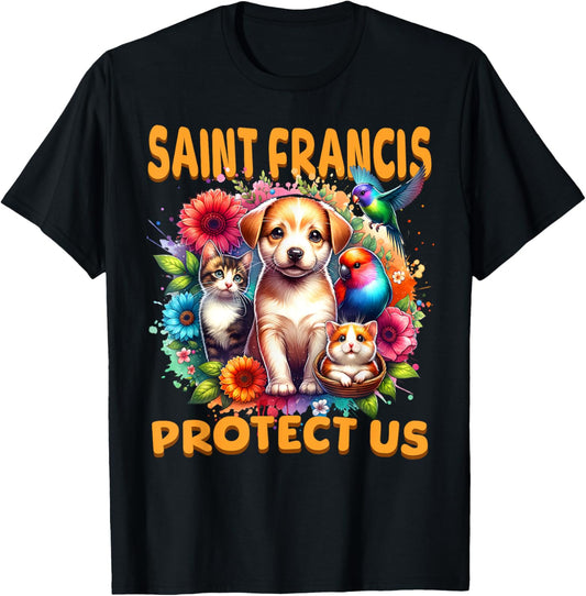 St Francis of Assisi Patron Saint of Animals Cute Catholic T-Shirt