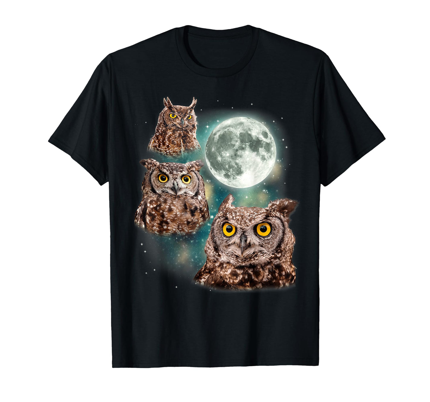 Three Owls Hoot At The Moon | Owl Lovers Night Bird Parody T-Shirt