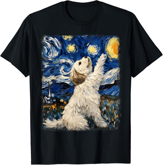 Havanese Dog Starry Night Painting T-Shirt