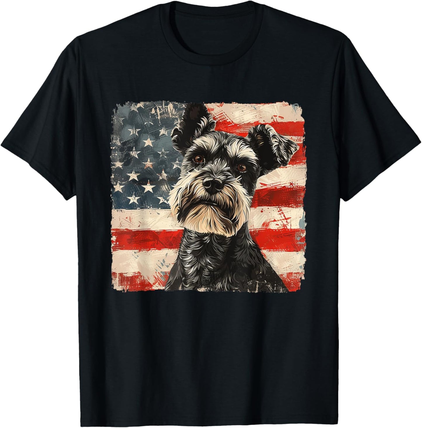 Miniature Schnauzer Dog Art Usa Patriot Independence Day T-shirt for Men Women Girls Kids