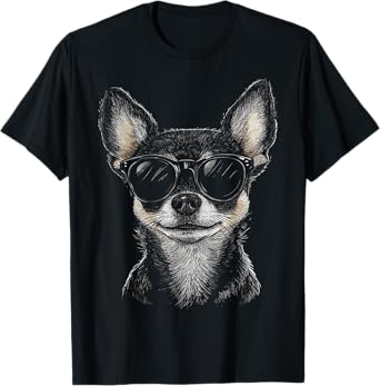 Chihuahua Dog Motif Pet Art Sunglasses Chihuahua T-Shirt