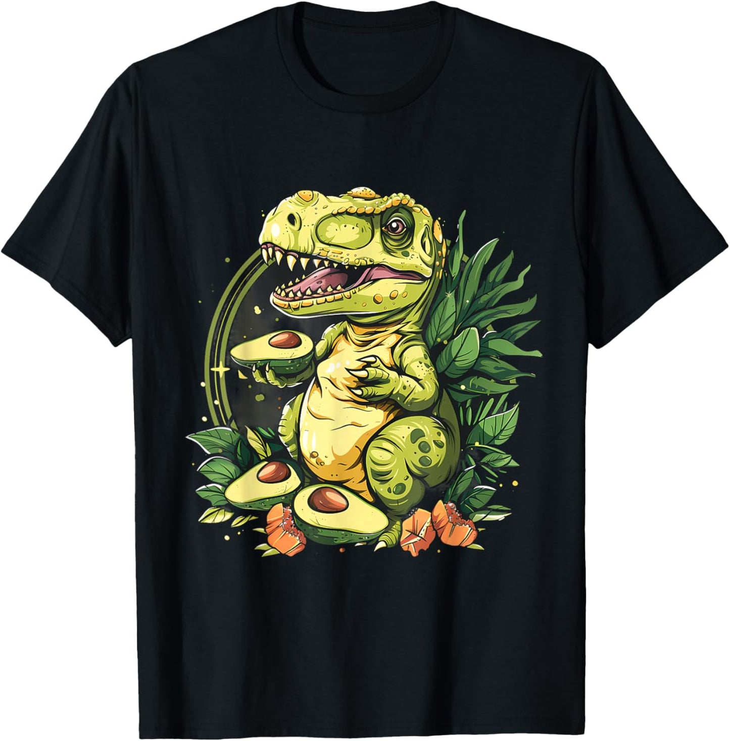 Avocado T-Rex Nature Wildlife Motif Avocado Fruit Artwork T-Shirt