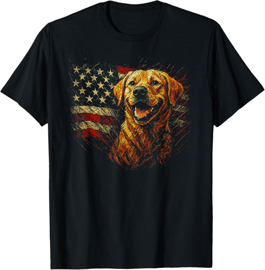 Merica Labrador Retriever American Flag 4th July USA Lab Dog T-Shirt