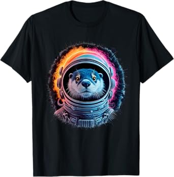 Otter Men Woman Otter Colorful Space Astronaut Otter T-Shirt