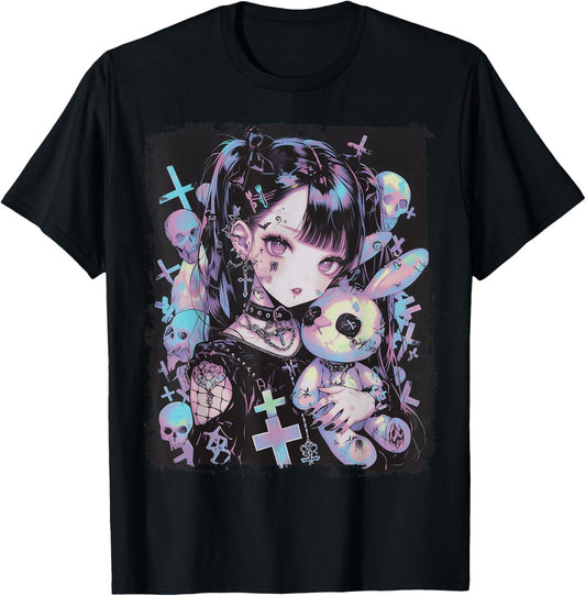 Anime Girl Goth Bunny Cute E-Girl Gothic Outfit Grunge T-Shirt