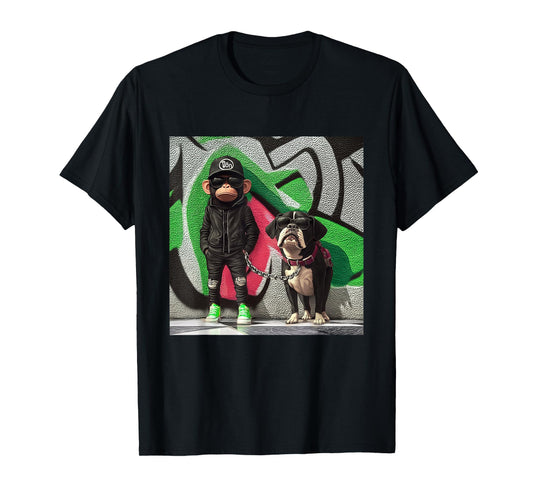 Funny Monkey Dog Cool Graphic Mens Womens Street Sneaker T-Shirt