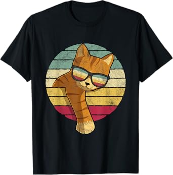 Retro Tabby Cat - Funny Orange Cat Sunglasses T-Shirt