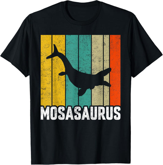Mosasaurus Dinosaur Retro Vertical Stripe Ocean Reptile T-Shirt