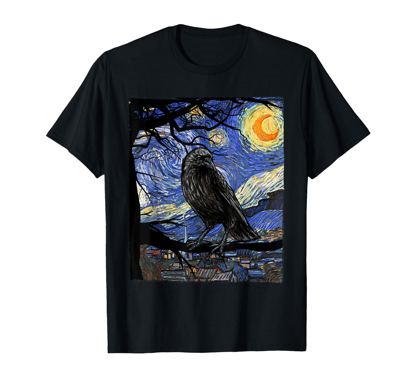 Raven Lover Art, Starry Night Raven, Crow, Raven T-Shirt