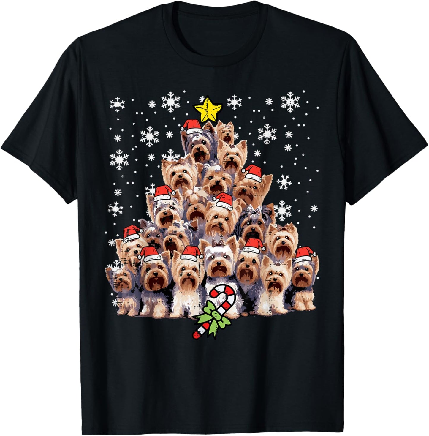 Yorkie Dogs Christmas Tree Xmas Holiday Pet Men Women Kids T-Shirt