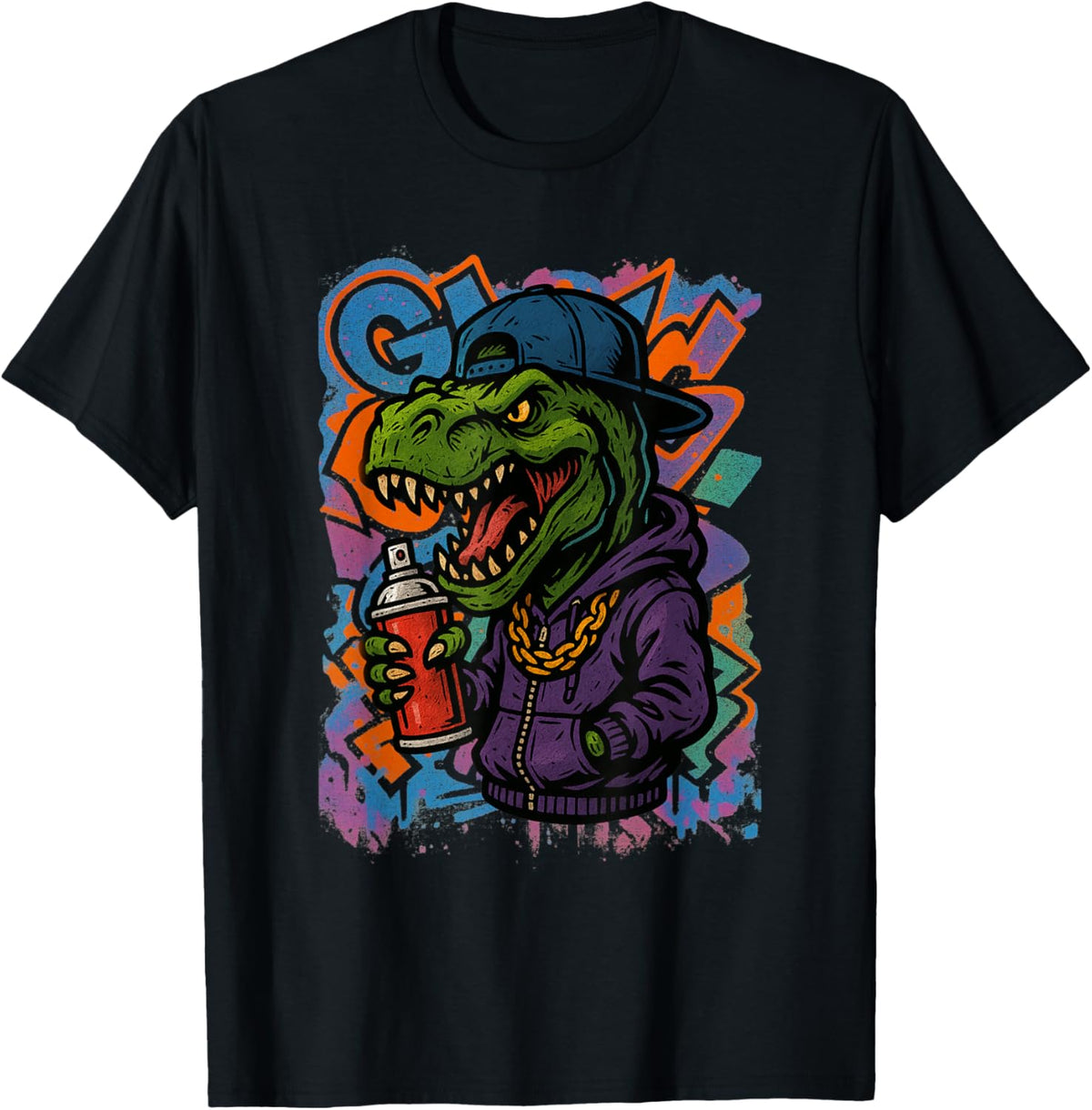 Street Art Dinosaur Graffiti Style Hip Hop T-Rex T-Shirt