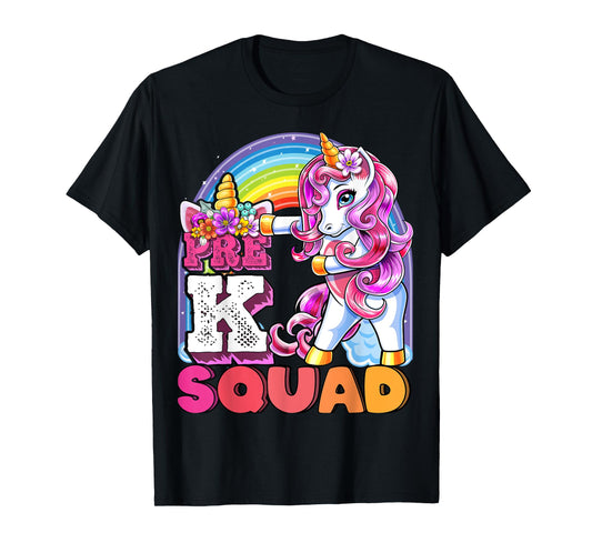 Pre-K Squad Flossing Unicorn Back to School Girls Gift T-Shirt