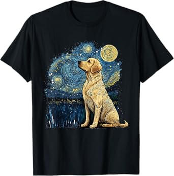 Golden Retriever Starry Night Van Gogh Golden Lab T-Shirt