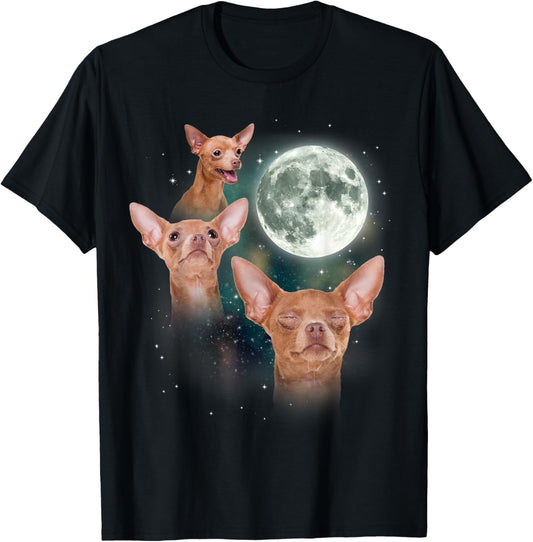 Three Chihuahua Moon 3 Dog Meme Funny Wolves Howling Parody T-Shirt
