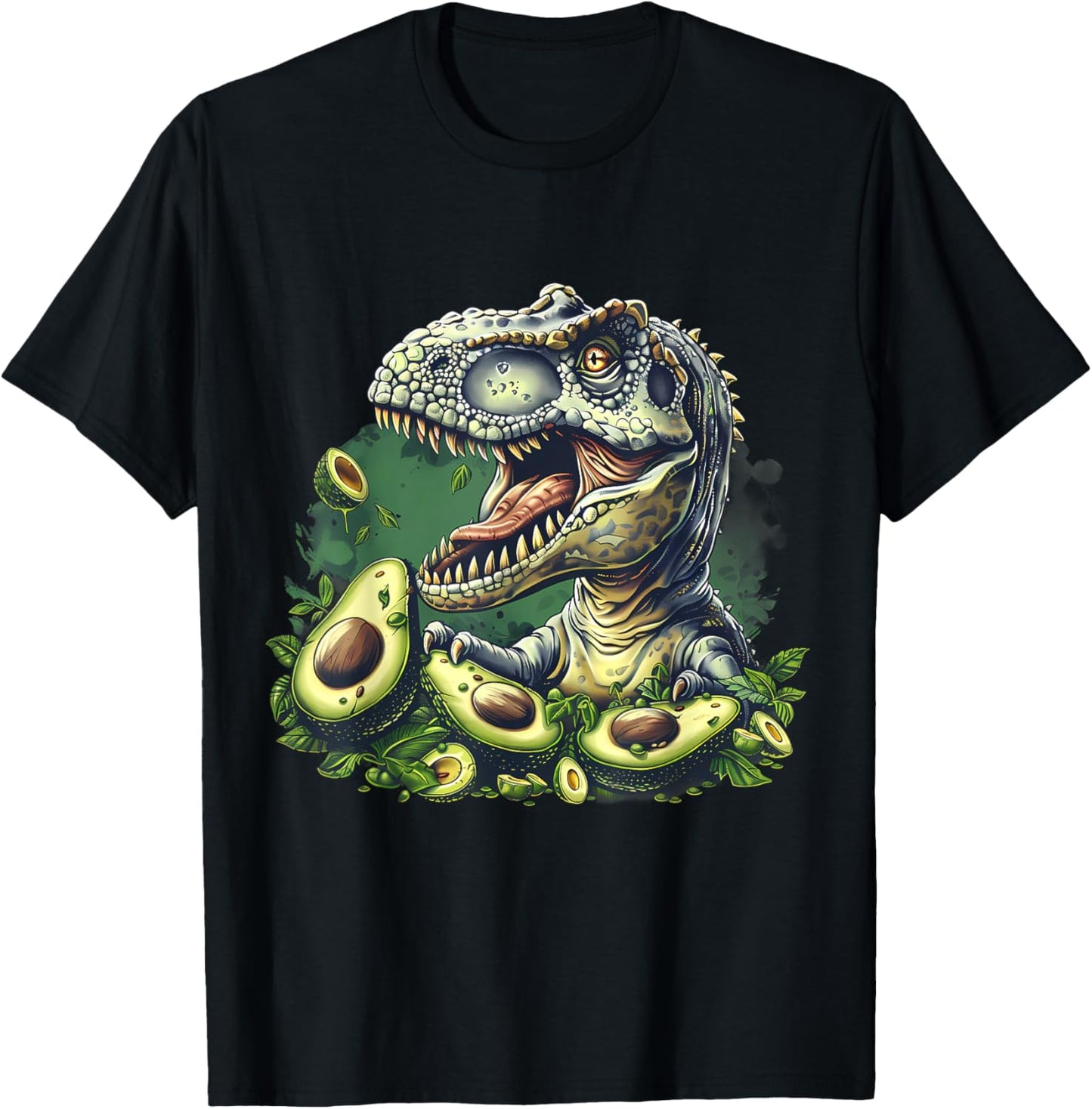 Avocado T-Rex Portrait Avocado Lover T-Rex Print Artwork T-Shirt