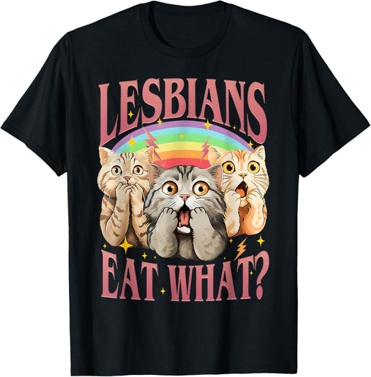 Retro Lgbt Eat What Cat Lesbian Pride Month Equal Rights T-Shirt