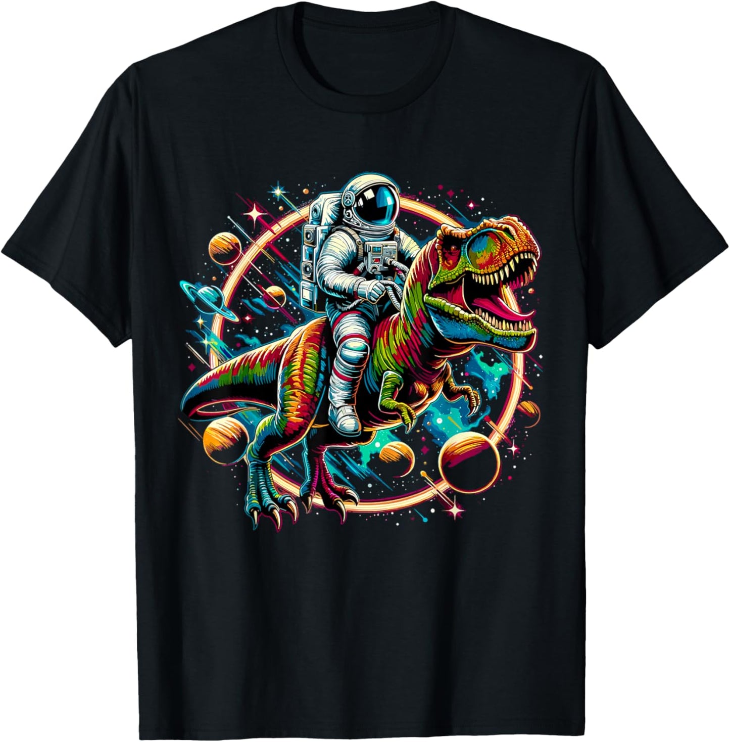 Astronaut Riding T-Rex Dinosaur Astro T-Rex Space T-Shirt