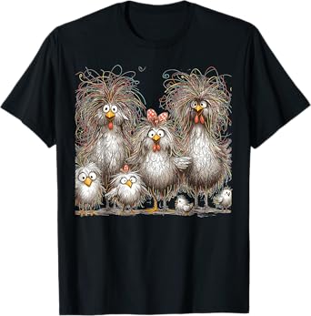 Eagerlys Colorful Funny Chicken Art, Crazy Chicken Family T-Shirt