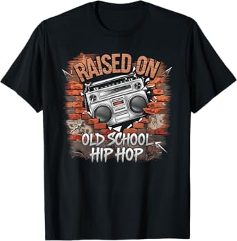 RAISED ON OLD SCHOOL Graffiti Rap HIP HOP Tshirt Cassette T-Shirt