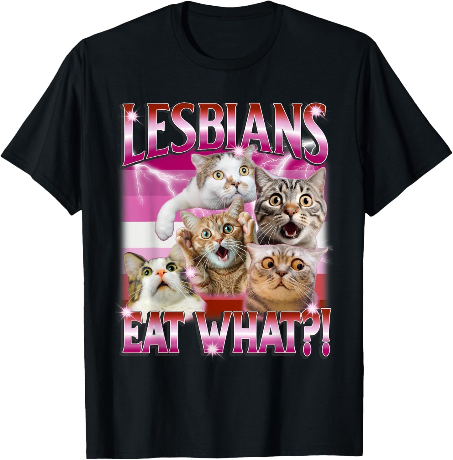 Lesbians Eat What Funny Lgbtq Lesbian Cat Meme Pride Month T-Shirt