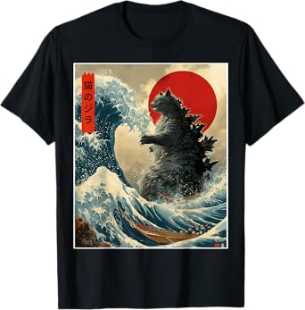 Catzilla Cat Japanese Art Funny Cat For Men Women Kid T-Shirt