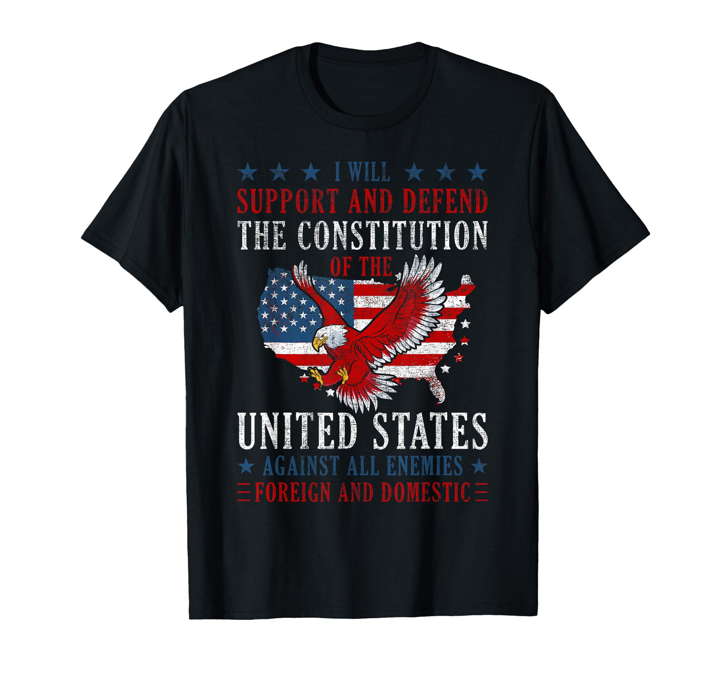 Support & Defend The Constitution US Flag Eagle 4th of July T-Shirt for Women Men