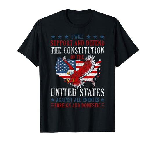 Support & Defend The Constitution US Flag Eagle 4th of July T-Shirt for Women Men