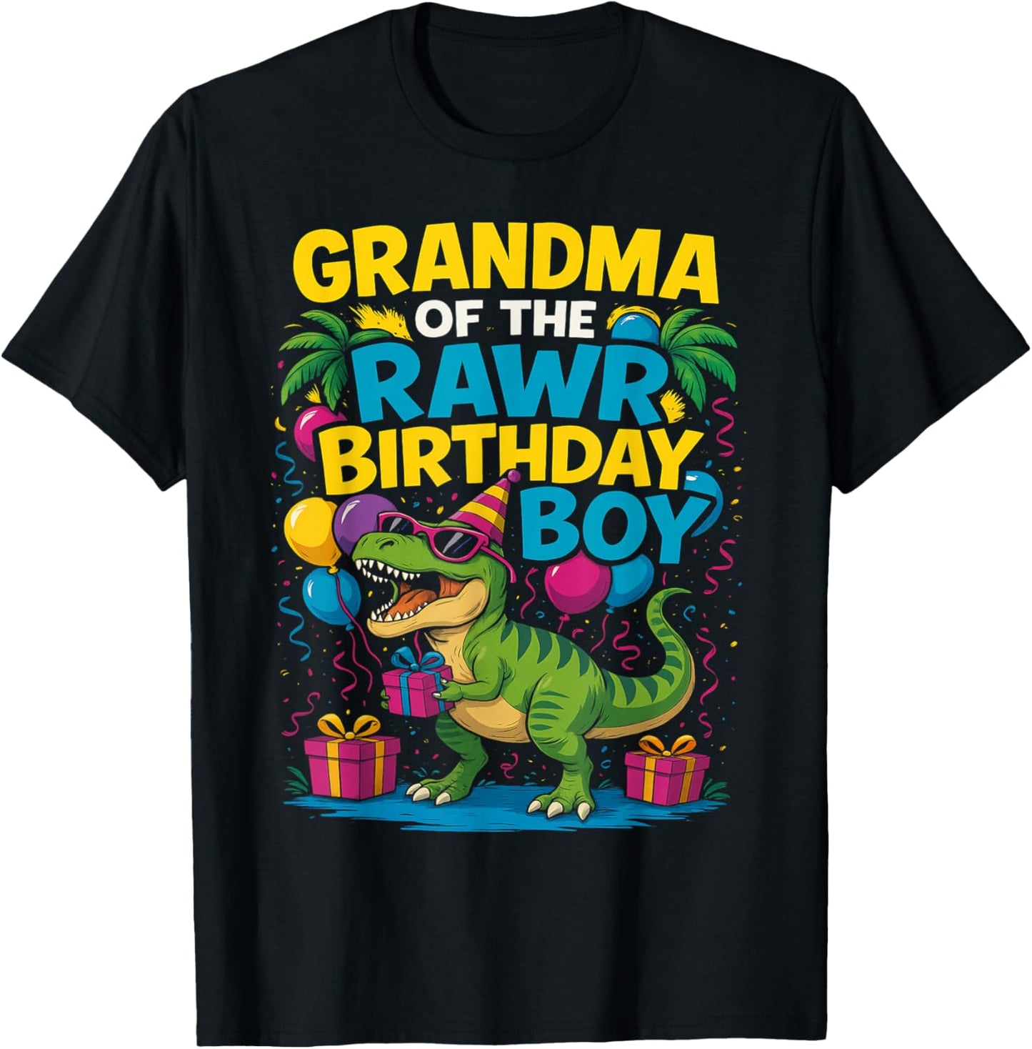 Grandma Of The Rawr Dinosaur Birthday Boy T-Shirt
