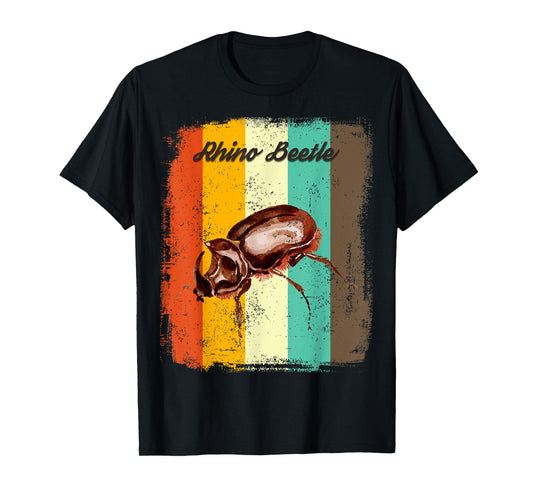 Rhino Beetle Dynastinae Retro 70s Vintage Insect Lover Art T-Shirt