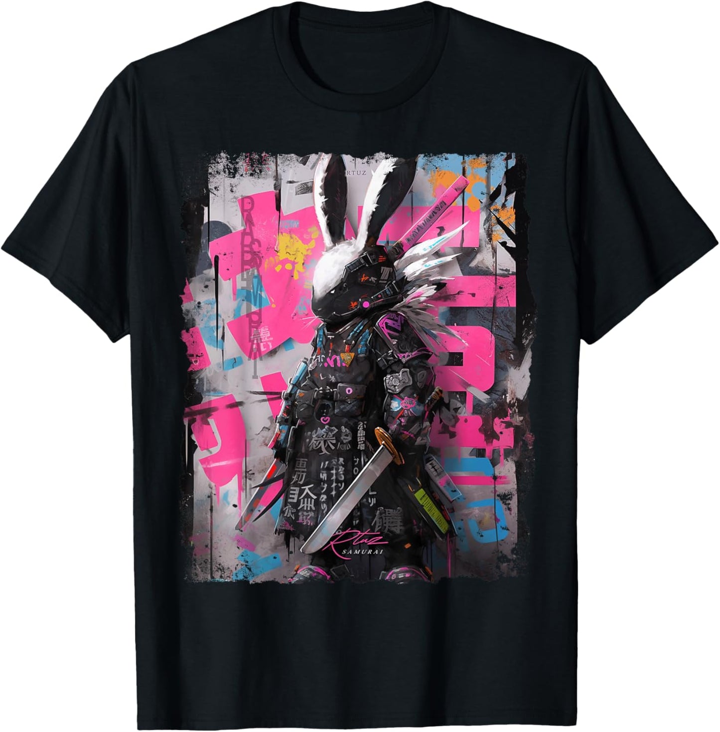 Hip Hop Y2K Vintage Hipster Hare Streetwear Bunny Samurai T-Shirt