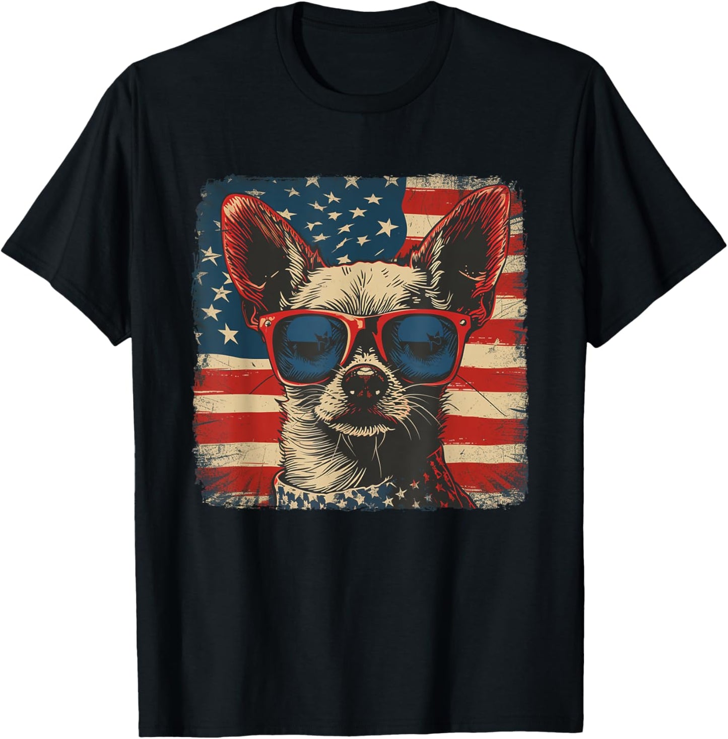 America Flag 4th of July Chihuahua Dog T-Shirt