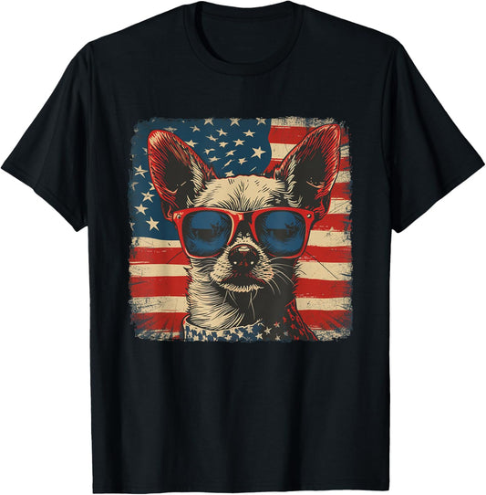 America Flag 4th of July Chihuahua Dog T-Shirt