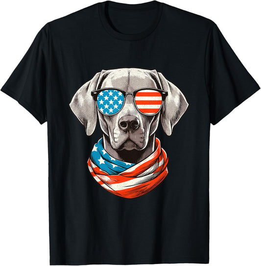 Dog American Flag 4th of July T-Shirt