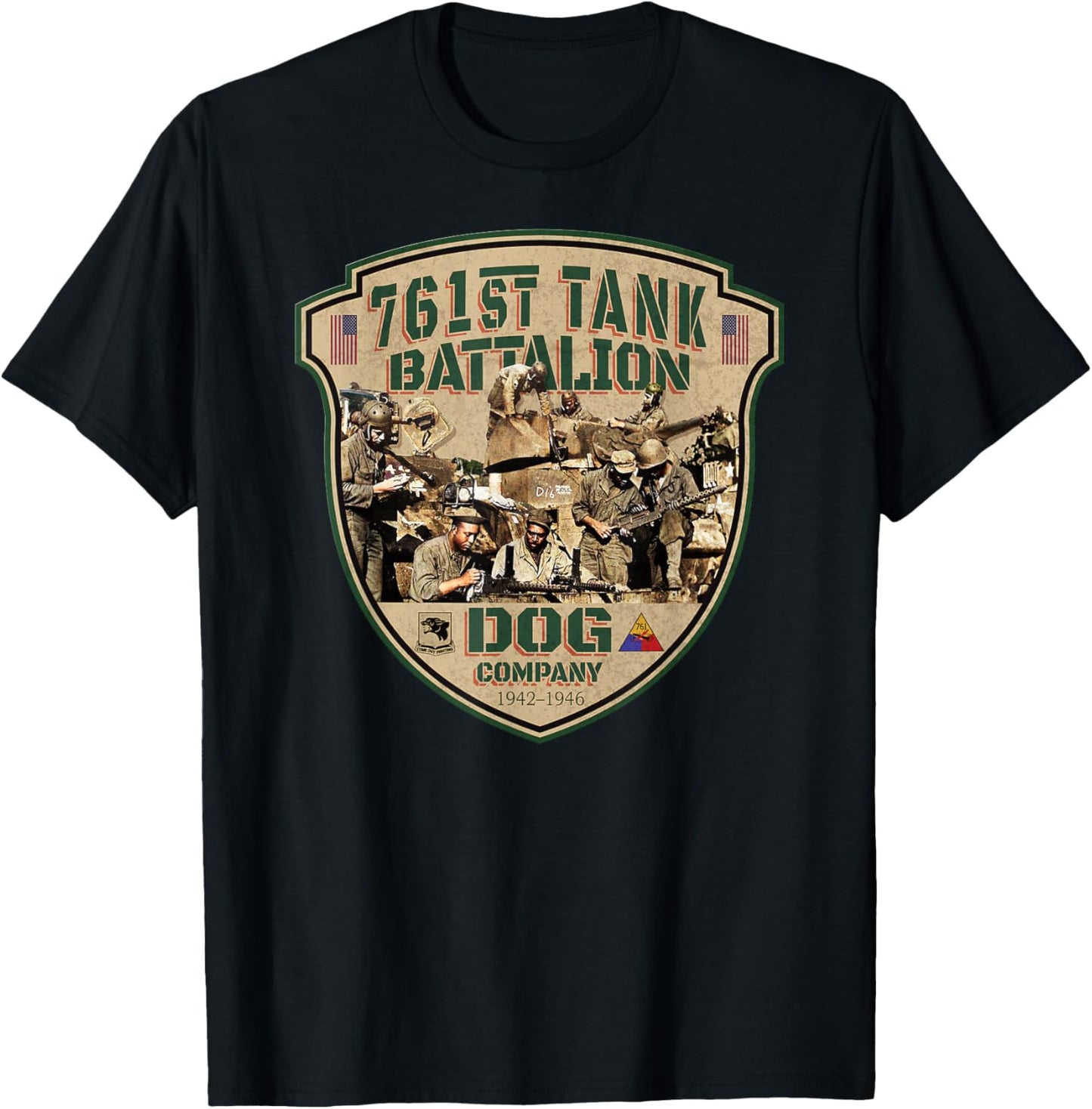 761st Tank Battalion Tribute Vintage Dog Company WW2 Heroes T-Shirt