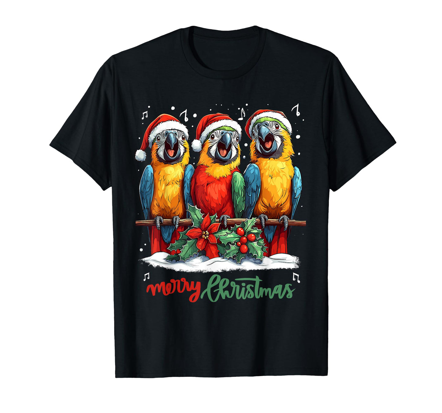 Funny Parrot with Santa Hat on Christmas, Cool Xmas macaw T-Shirt