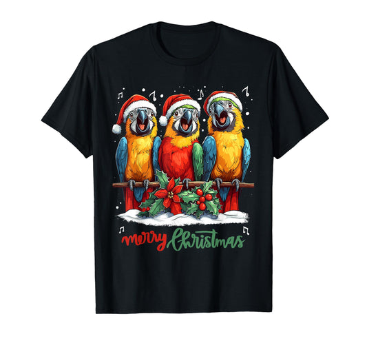 Funny Parrot with Santa Hat on Christmas, Cool Xmas macaw T-Shirt