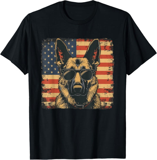 German Shepherd Dog American Patriot Shirt Independence Day T-Shirt
