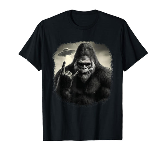 Funny Bigfoot Rock & Roll Selfie Mythical Sasquatch Believer T-Shirt
