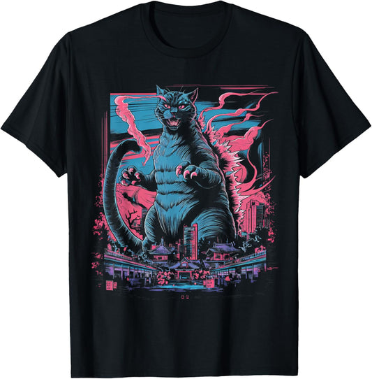 Catzilla Cat Japanese Art Funny Cat For Men Women Kid T-Shirt