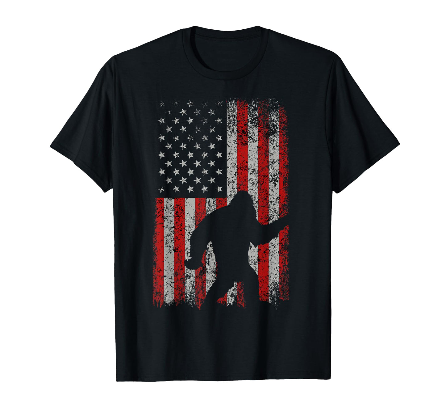 Patriotic AMERICAN FLAG Sasquatch Lover Gift Bigfoot Vintage Women Kids Men T-Shirt