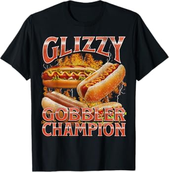 Glizzy Gobbler Funny Wiener Hot Dog Meme Bootleg Graphic T-Shirt for Men Women