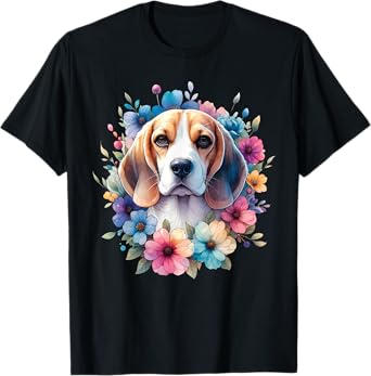 Floral Beagle Mom Dog Lovers Cute Mama Puppy Mother's Day T-Shirt