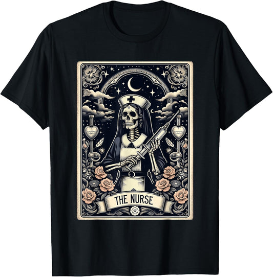 The Nurse Skeleton Tarot Card Funny Halloween Nurse T-Shirt
