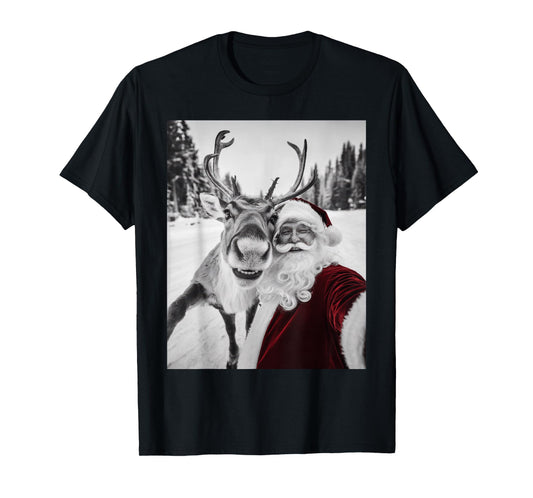 Reindeer Selfie Christmas Party Selfie Funny Reindeer Xmas T-Shirt
