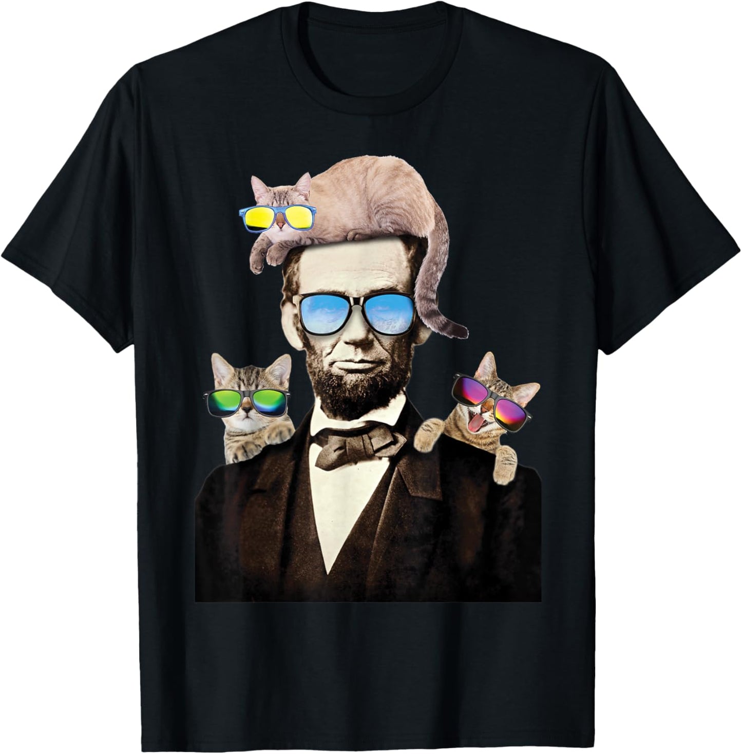 Abraham Lincoln With Cats Humorous T-Shirt T-Shirt